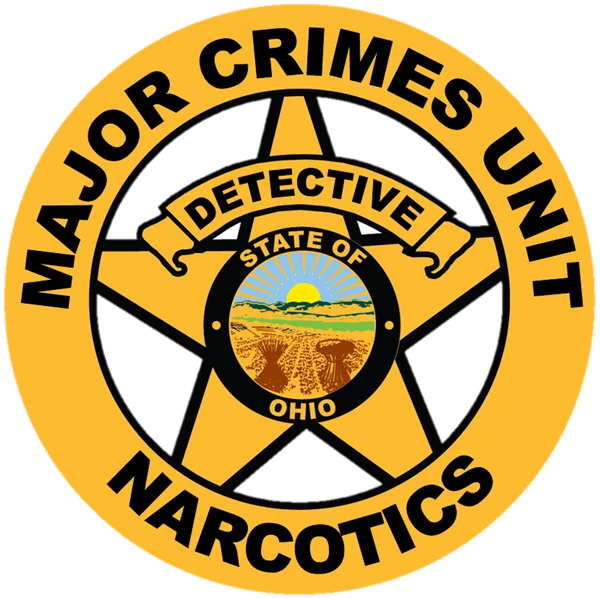Gold and black Major Crimes Unit detective narcotics badge logo from 2001